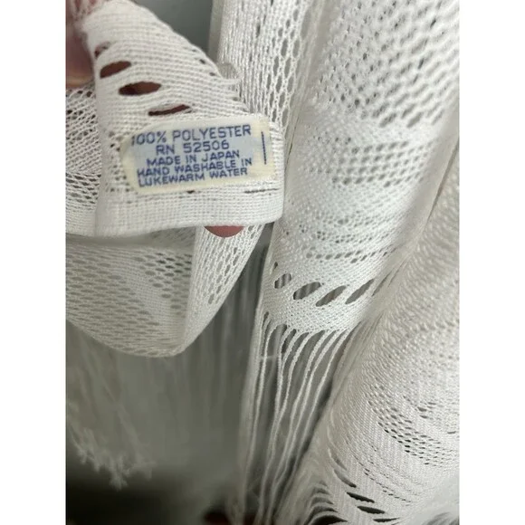 VTG Mantilla Birds Triangle Fringe Church Piano Shawl Scarf  Wrap Japan - Picture 2 of 9